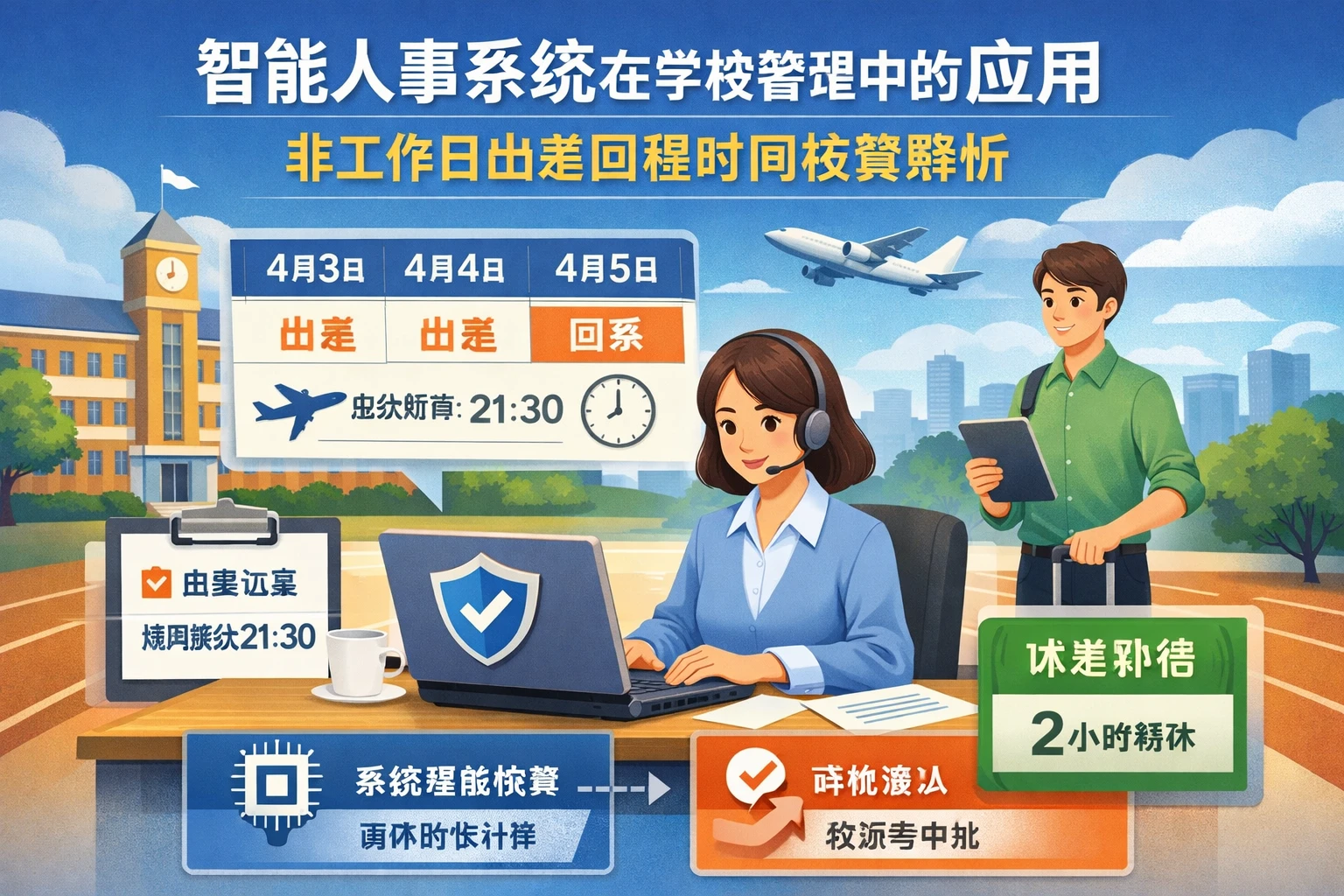 智能人事系统在学校管理中的应用：非工作日出差回程时间核算解析