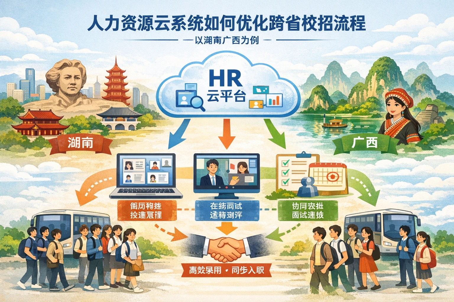 人力资源云系统如何优化跨省校招流程——以湖南广西为例