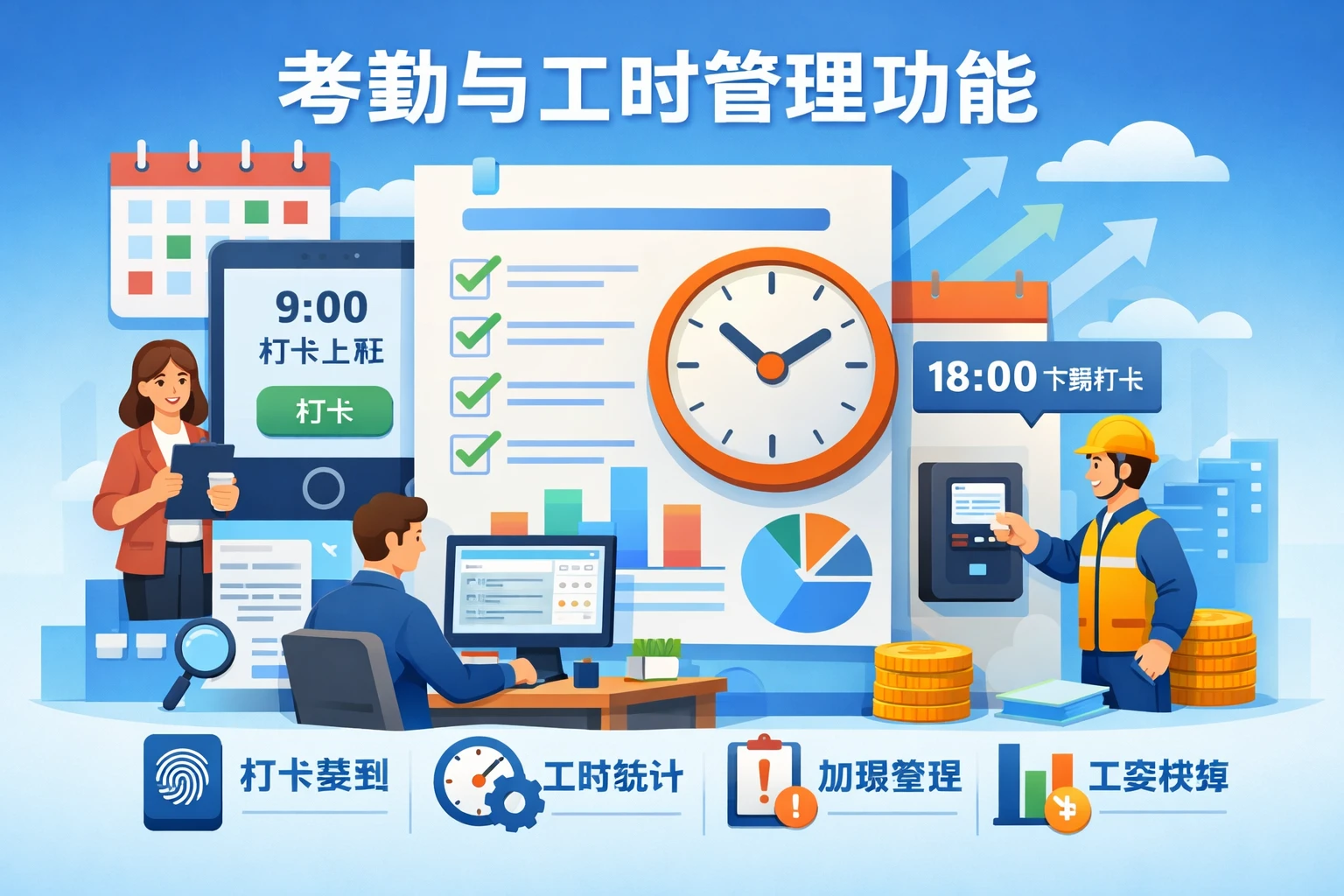考勤与工时管理功能