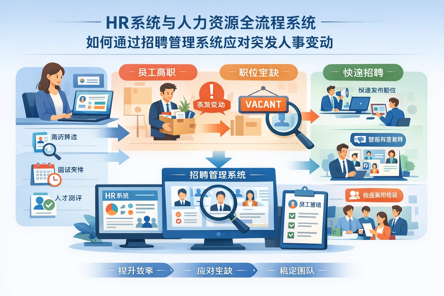 HR系统与人力资源全流程系统如何通过招聘管理系统应对突发人事变动