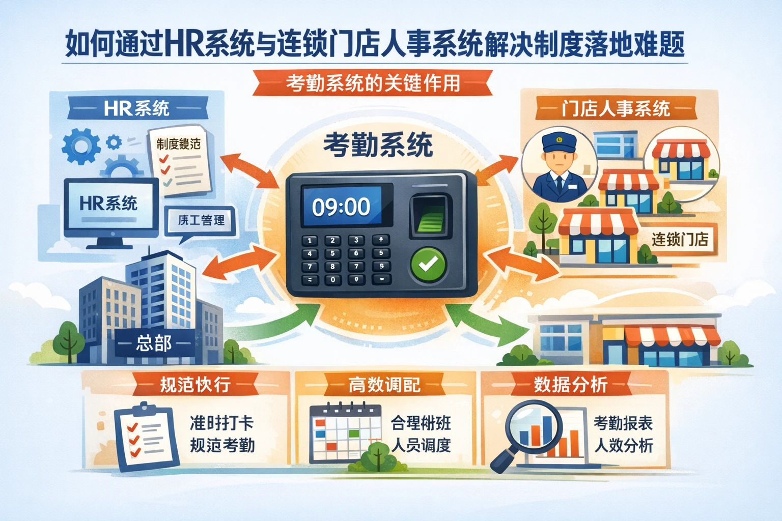 如何通过HR系统与连锁门店人事系统解决制度落地难题，考勤系统的关键作用