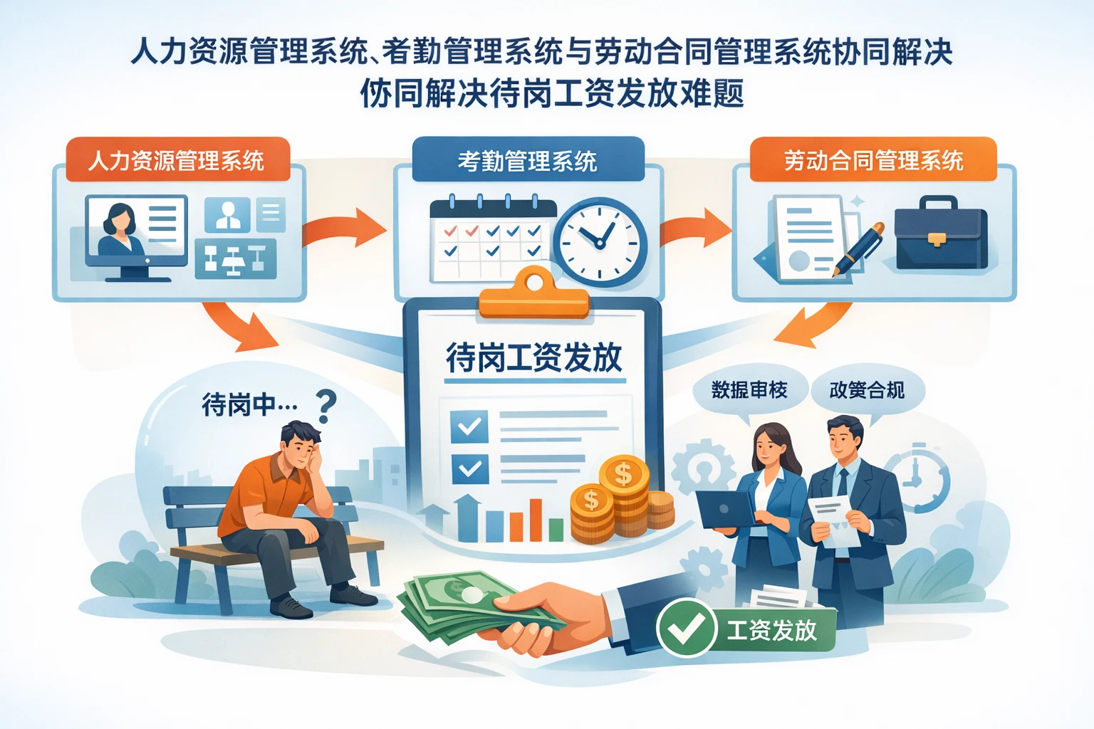 人力资源管理系统、考勤管理系统与劳动合同管理系统协同解决待岗工资发放难题