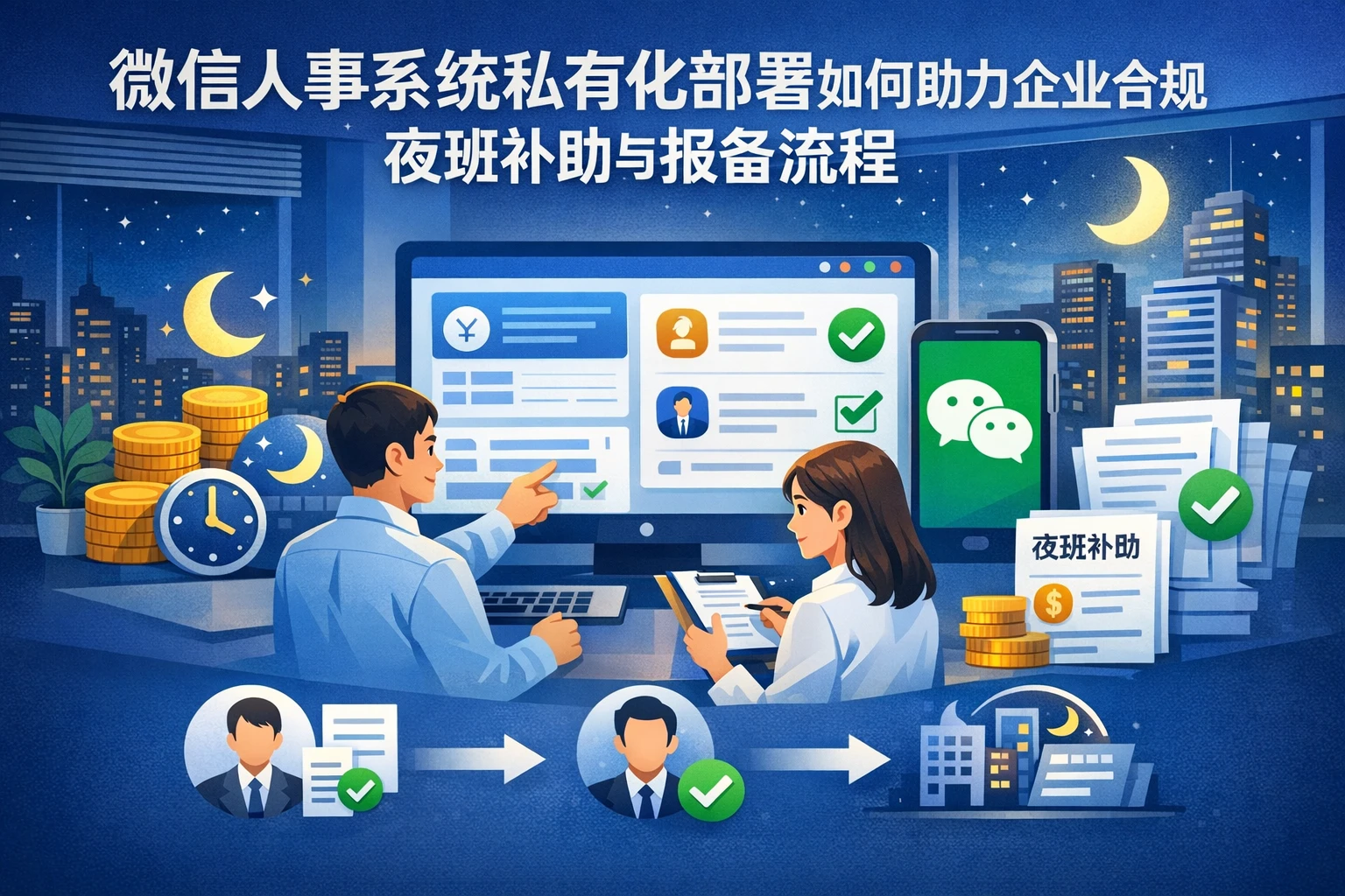 微信人事系统私有化部署如何助力企业合规管理夜班补助与报备流程