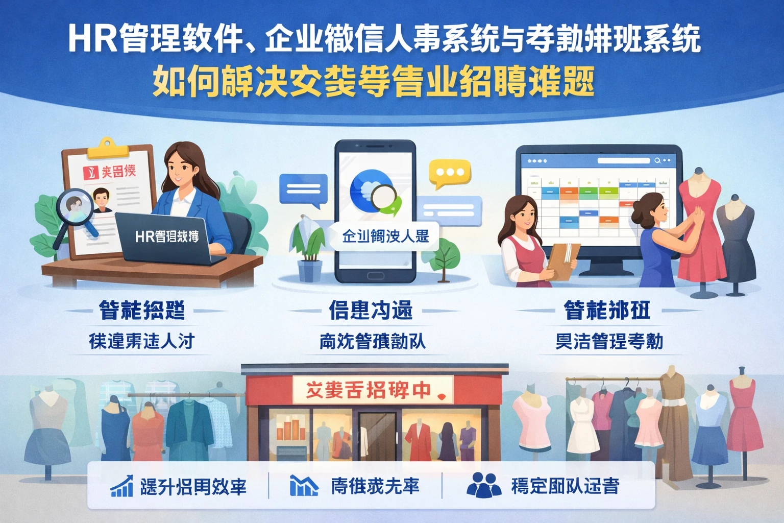 HR管理软件、企业微信人事系统与考勤排班系统如何解决女装零售业招聘难题