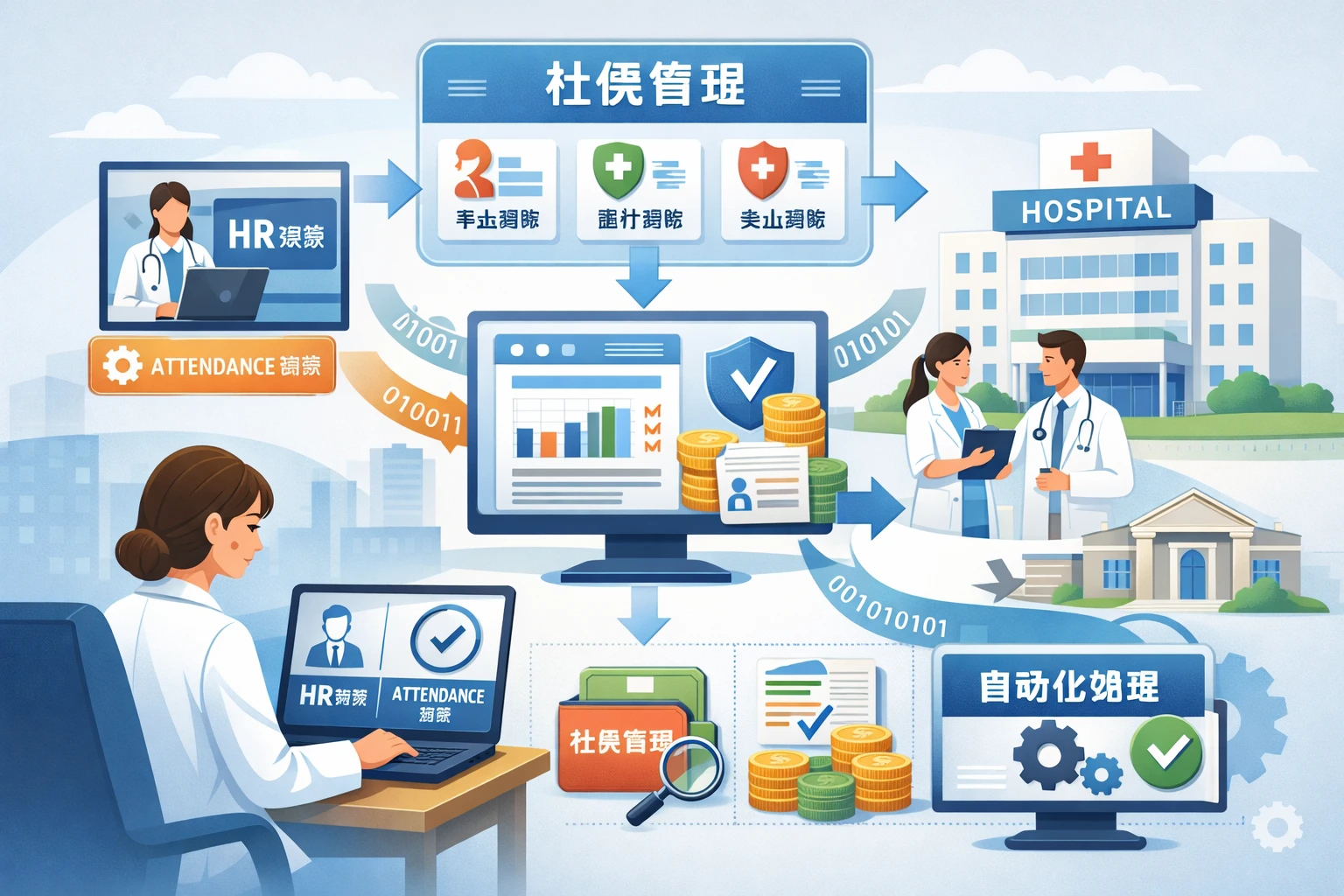 人力资源软件与考勤系统在医院人事系统中的社保自动化管理