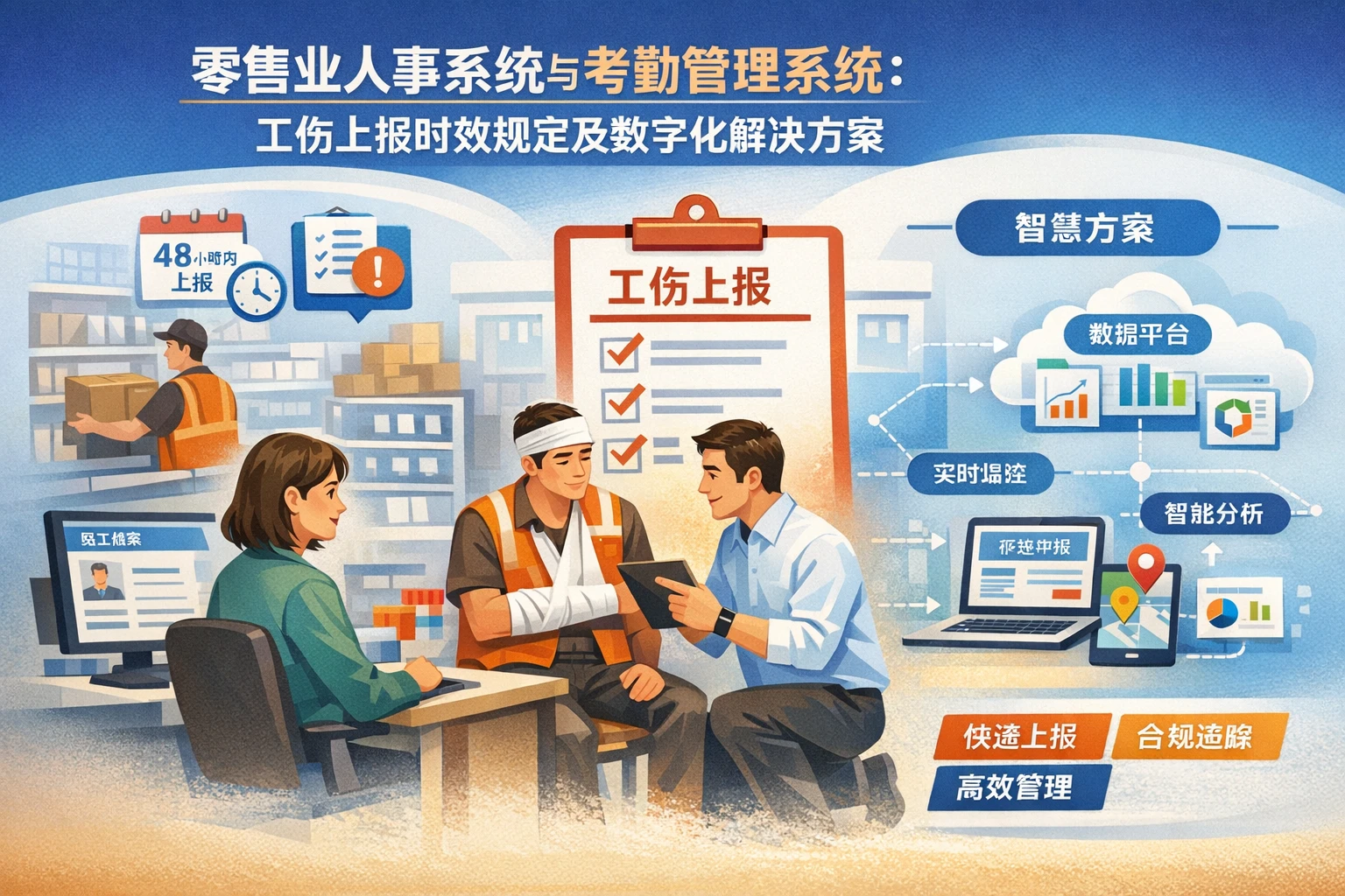 零售业人事系统与考勤管理系统：工伤上报时效规定及数字化解决方案