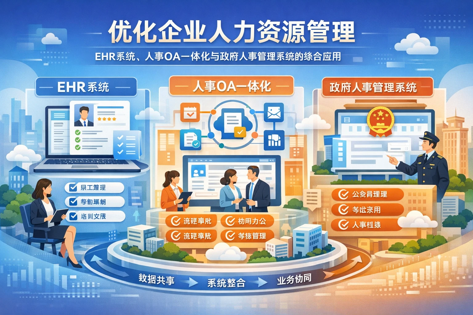 优化企业人力资源管理：EHR系统、人事OA一体化与政府人事管理系统的综合应用