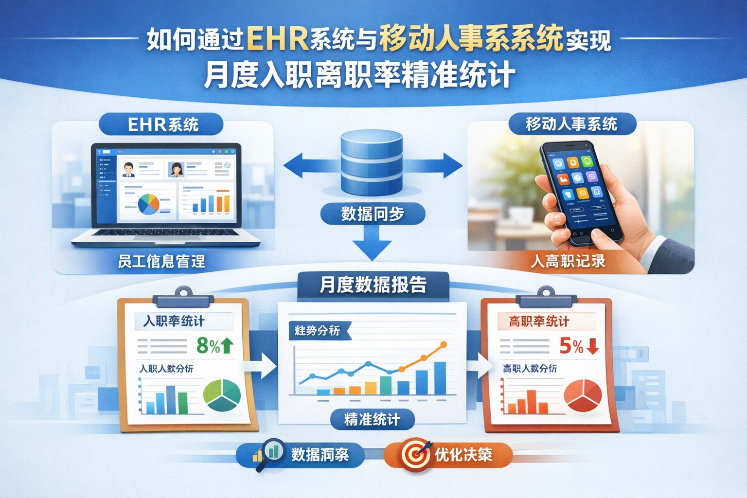 如何通过EHR系统与移动人事系统实现月度入职离职率精准统计