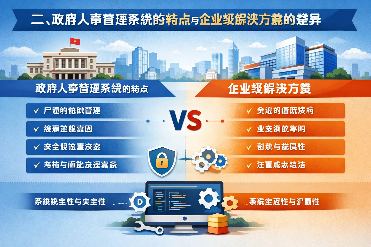 二、政府人事管理系统的特点与企业级解决方案的差异