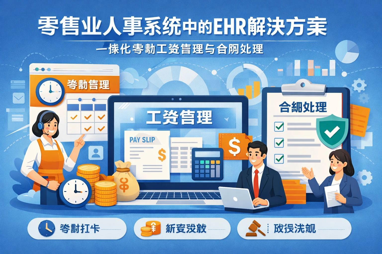 零售业人事系统中的EHR解决方案:一体化考勤工资管理与合规处理