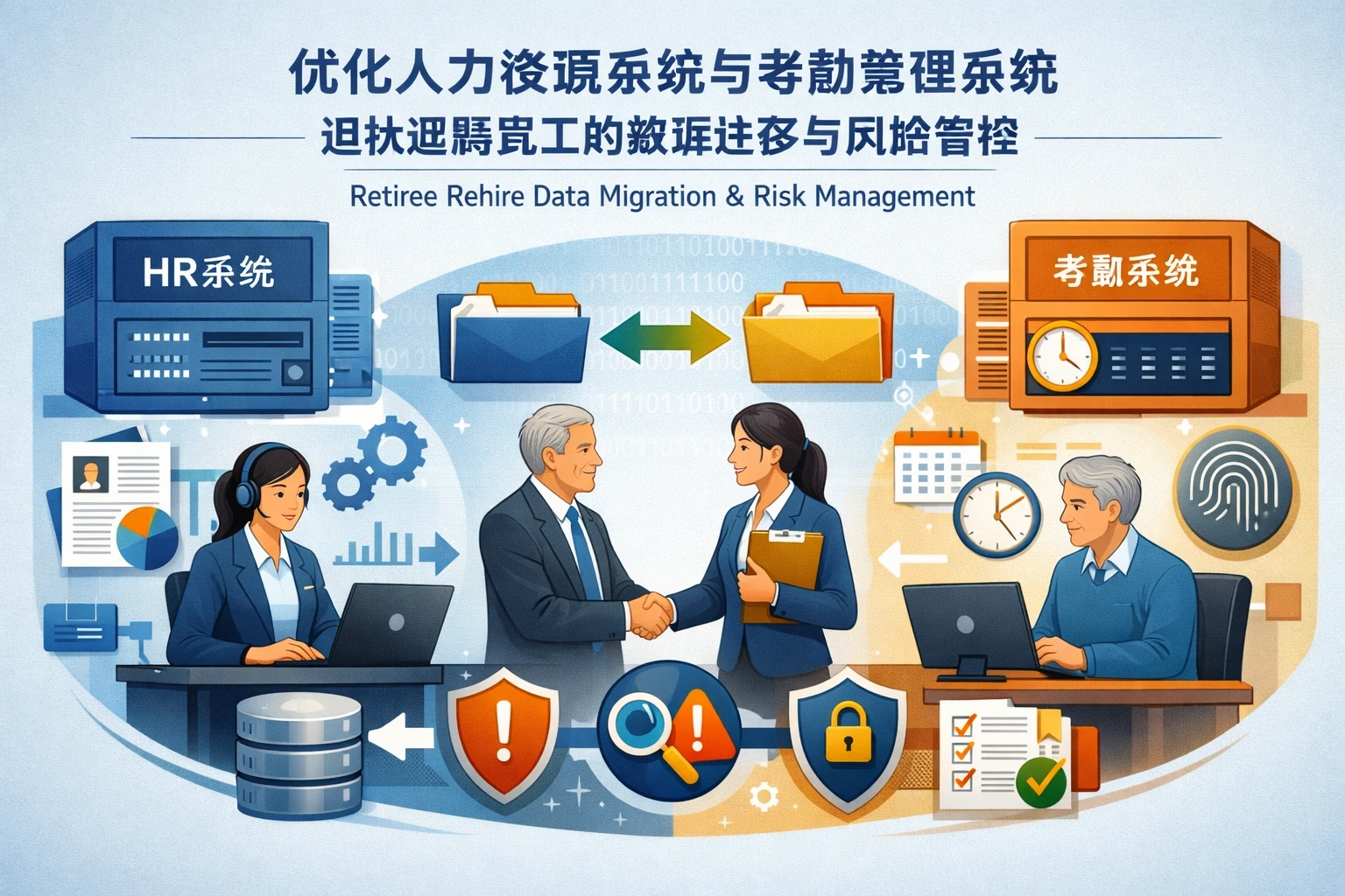 优化人力资源系统与考勤管理系统：退休返聘员工的数据迁移与风险管控