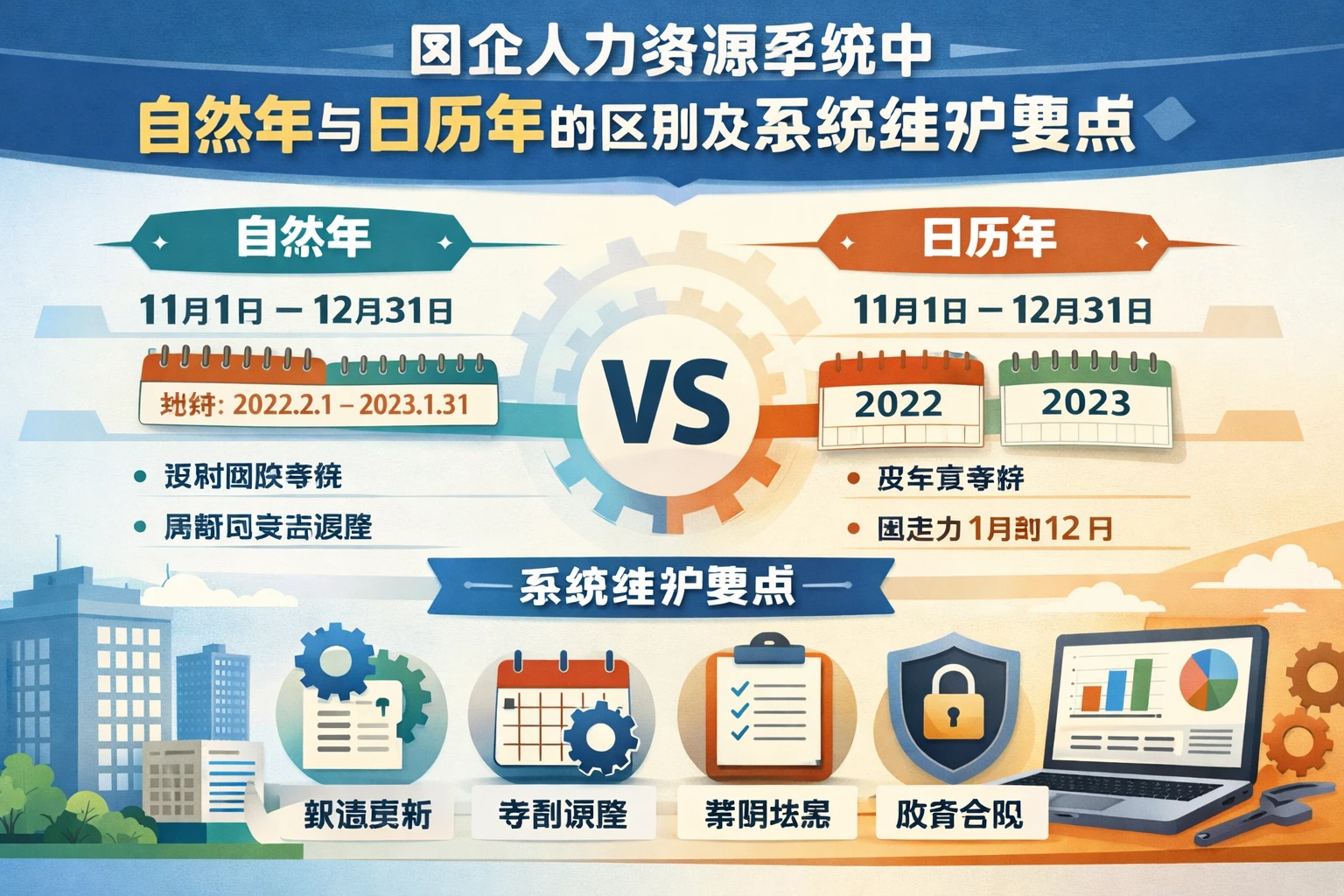 国企人力资源系统中自然年与日历年的区别及系统维护要点