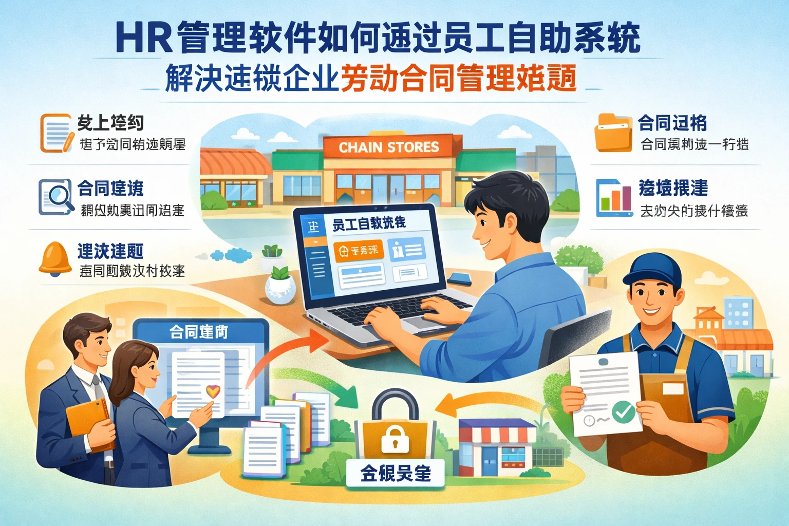 HR管理软件如何通过员工自助系统解决连锁企业劳动合同管理难题