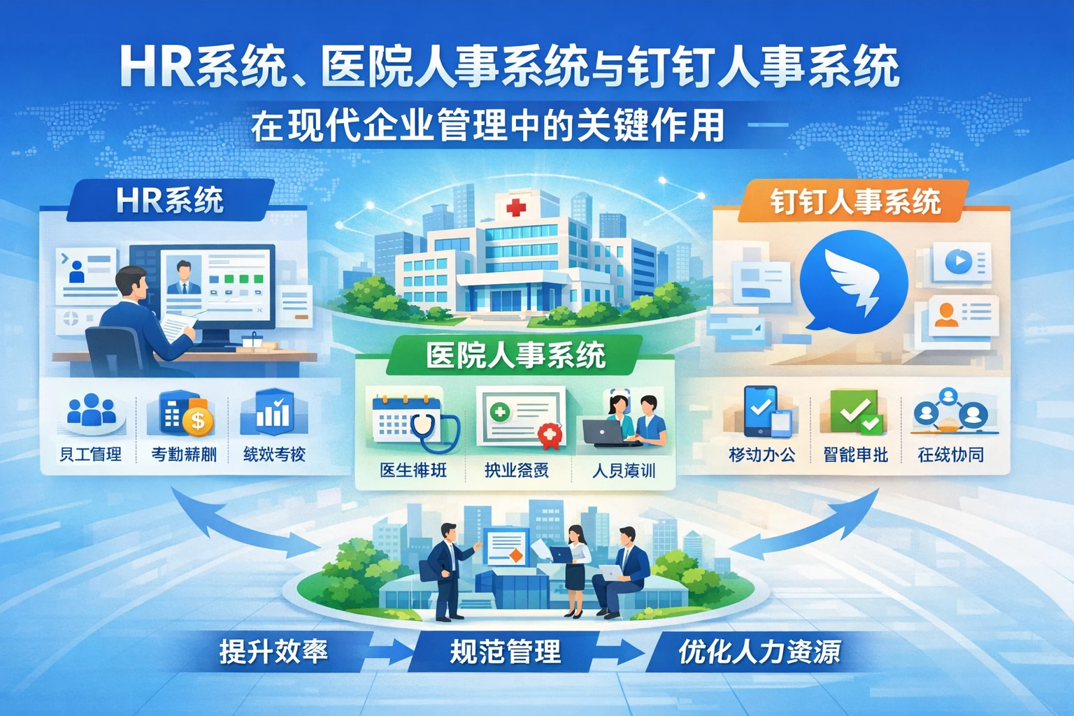 HR系统、医院人事系统与钉钉人事系统在现代企业管理中的关键作用