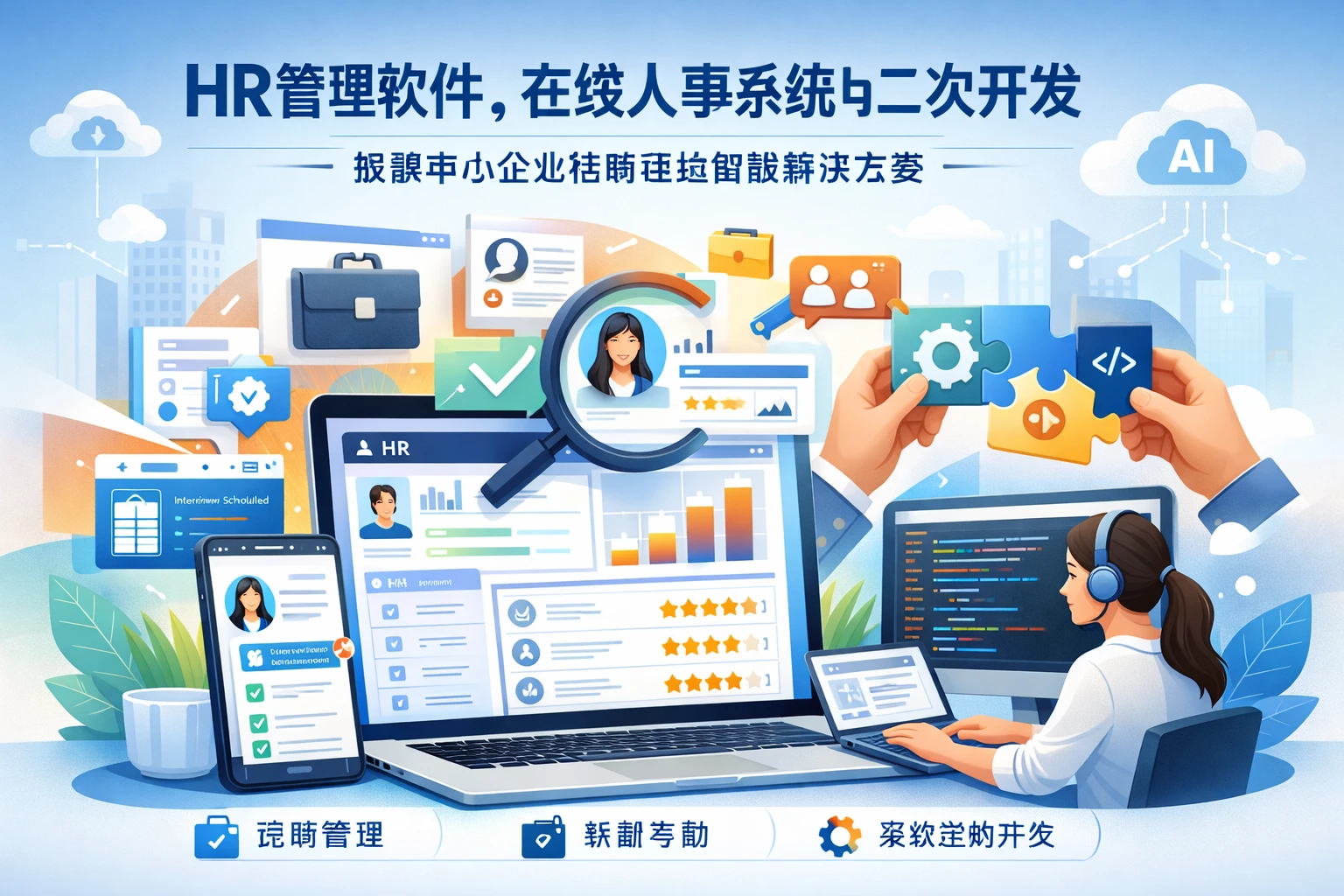 HR管理软件、在线人事系统与二次开发:破解中小企业招聘困境的智能解决方案