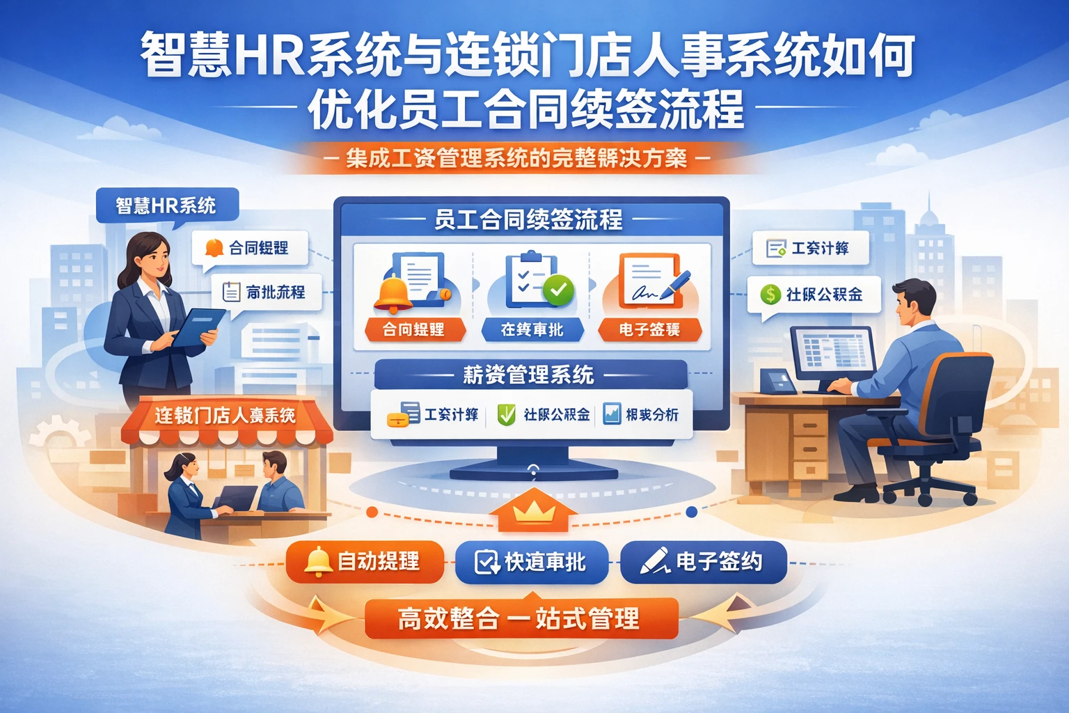 智慧HR系统与连锁门店人事系统如何优化员工合同续签流程 - 集成工资管理系统的完整解决方案