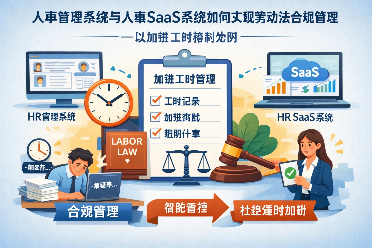 人事管理系统与人事SaaS系统如何实现劳动法合规管理——以加班工时控制为例