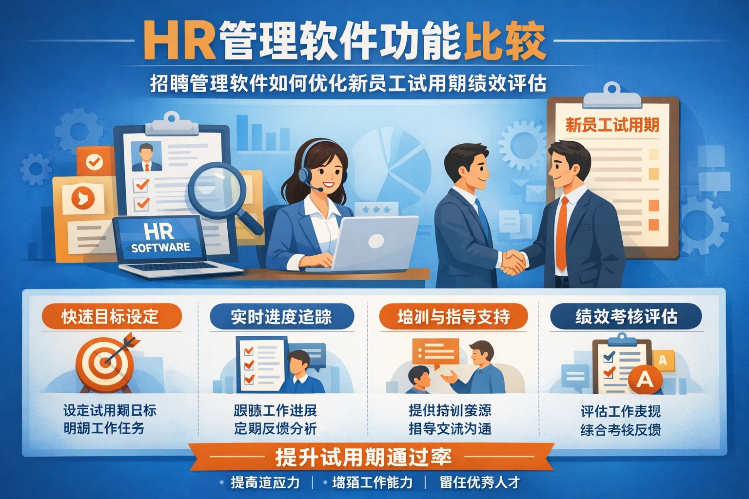 HR管理软件功能比较：招聘管理软件如何优化新员工试用期绩效评估