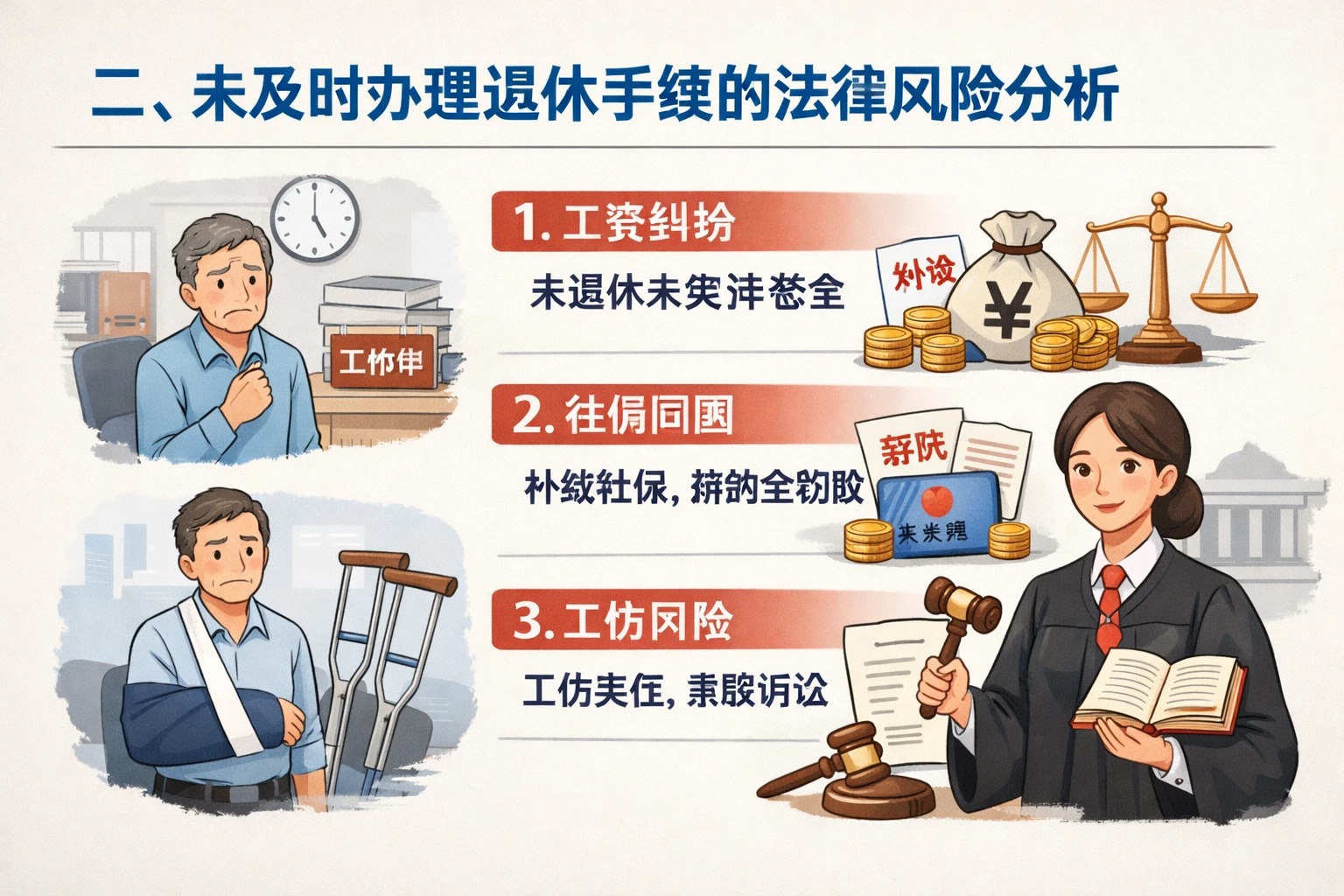 二、未及时办理退休手续的法律风险分析