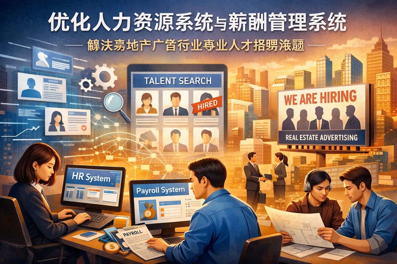 优化人力资源系统与薪酬管理系统，解决房地产广告行业专业人才招聘难题