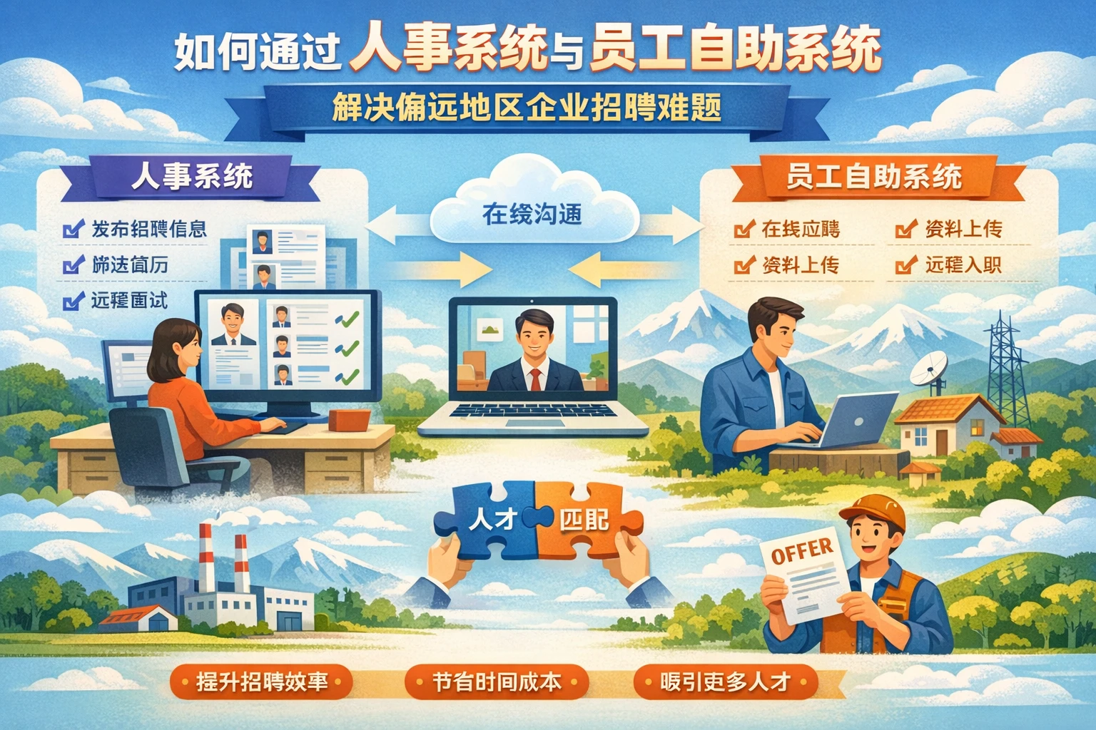 如何通过人事系统与员工自助系统解决偏远地区企业招聘难题