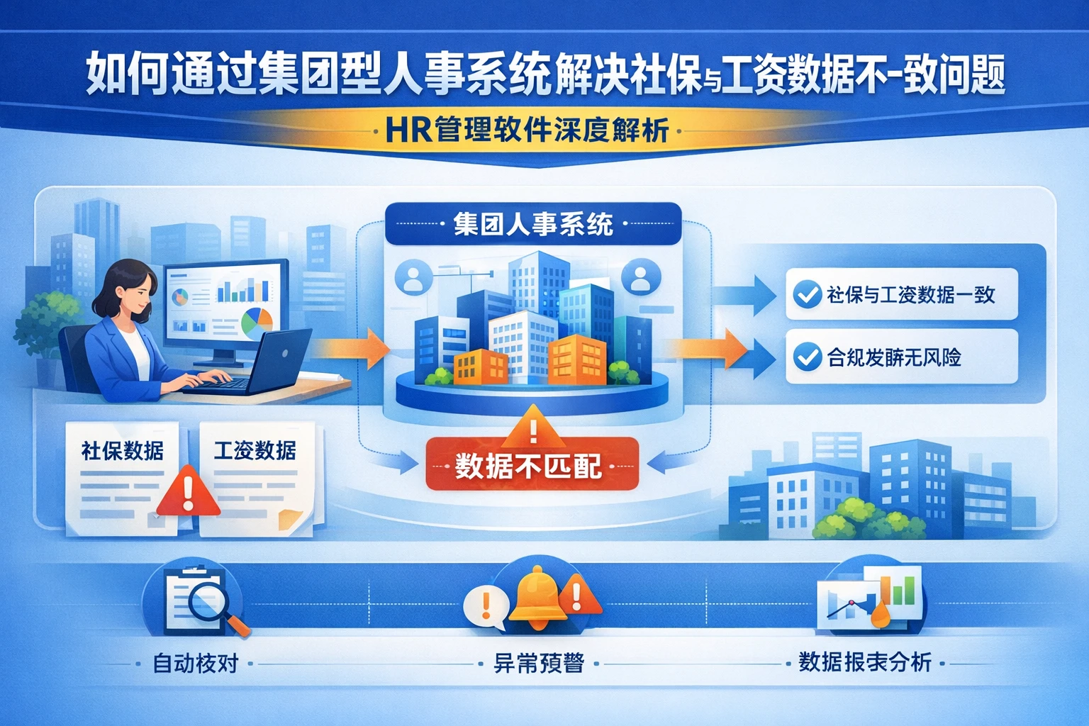 如何通过集团型人事系统解决社保与工资数据不一致问题 - HR管理软件深度解析