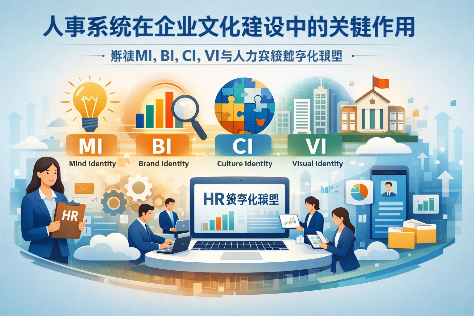 人事系统在企业文化建设中的关键作用:解读MI、BI、CI、VI与人力资源数字化转型