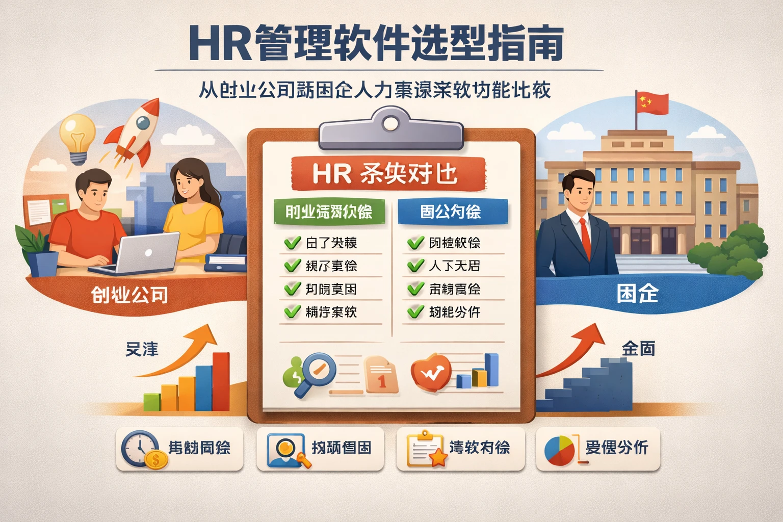 HR管理软件选型指南：从创业公司到国企人力资源系统功能比较