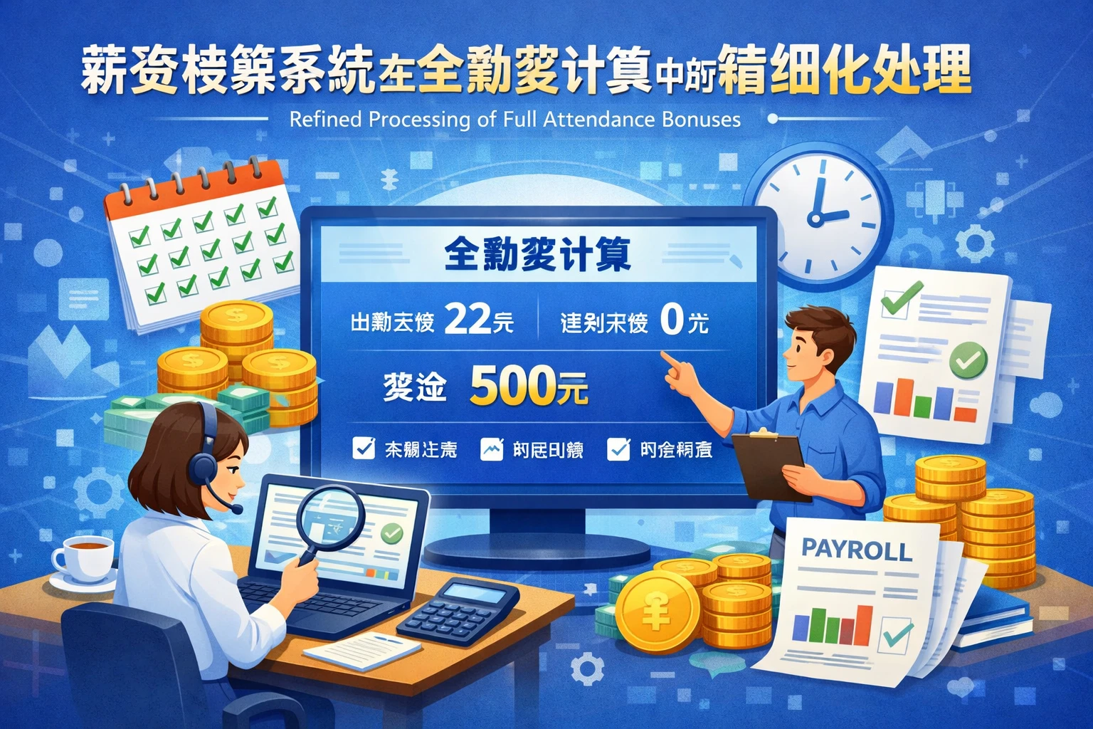 薪资核算系统在全勤奖计算中的精细化处理