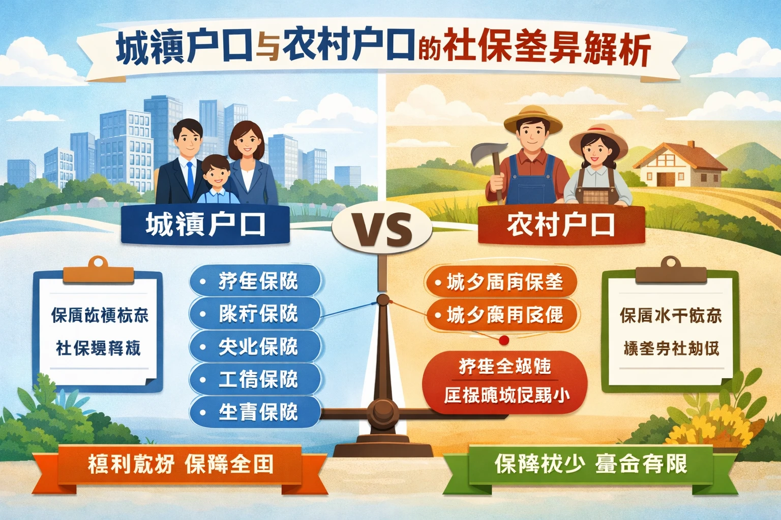 城镇户口与农村户口的社保差异解析