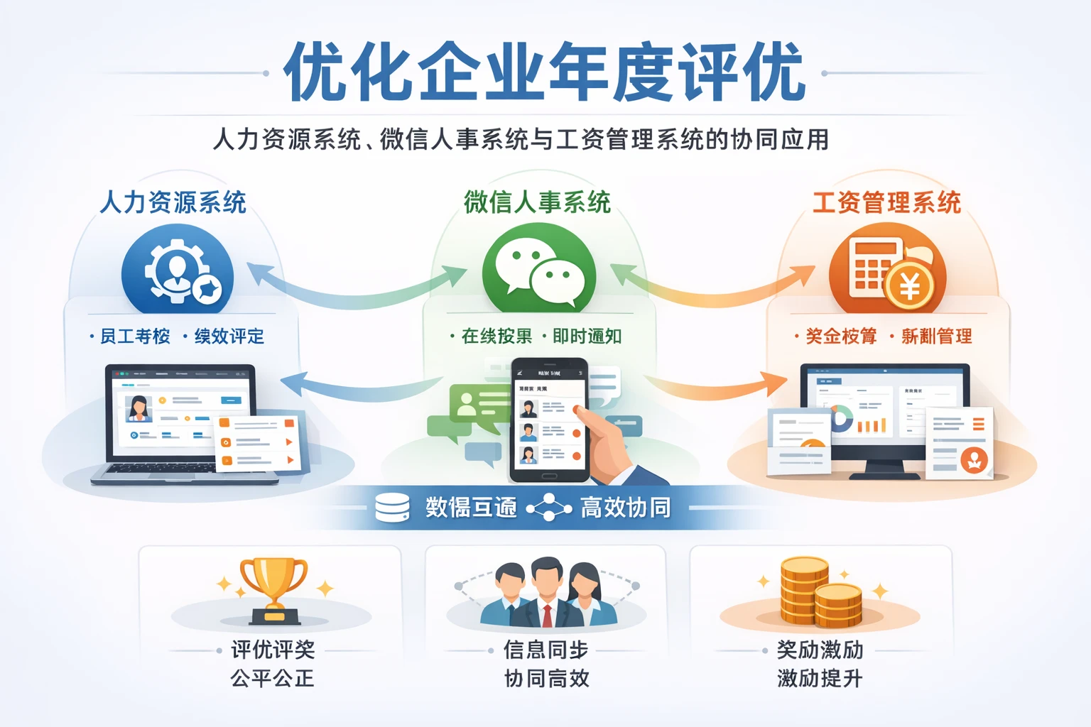 优化企业年度评优：人力资源系统、微信人事系统与工资管理系统的协同应用