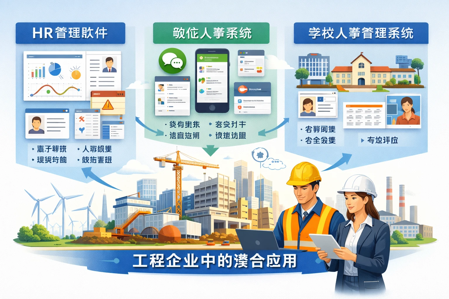 HR管理软件、微信人事系统与学校人事管理系统在工程企业中的整合应用