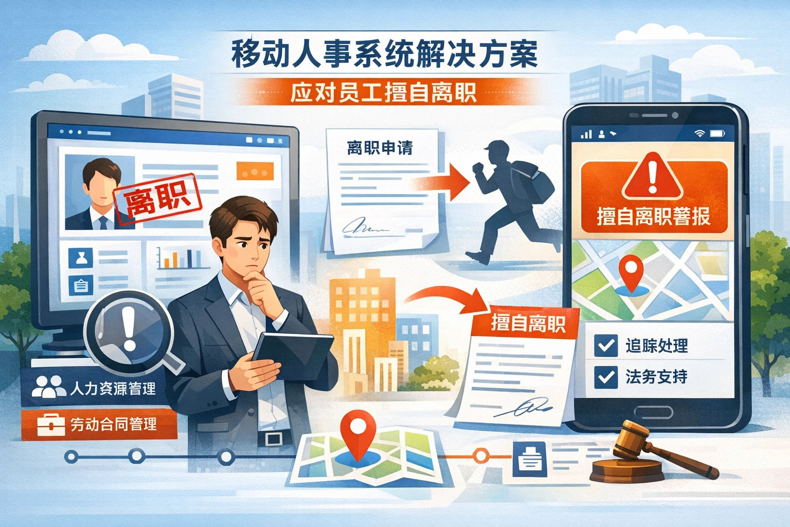 优化人力资源管理系统与劳动合同管理系统：应对员工擅自离职的移动人事系统解决方案