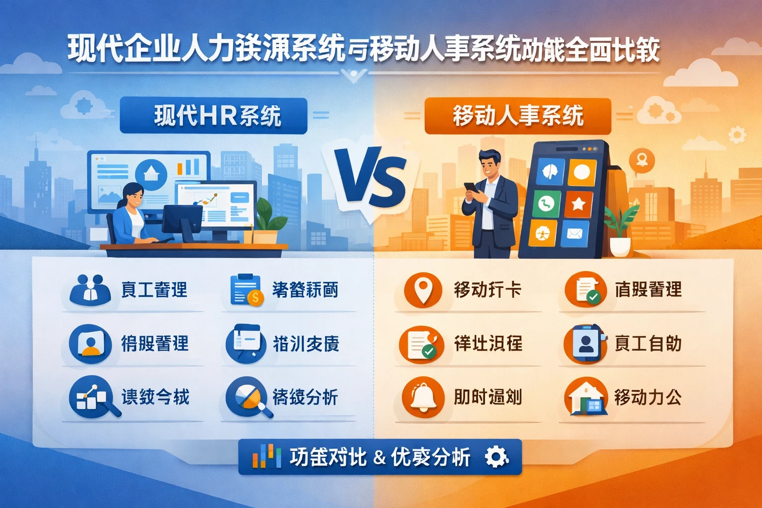 现代企业人力资源系统与移动人事系统功能全面比较