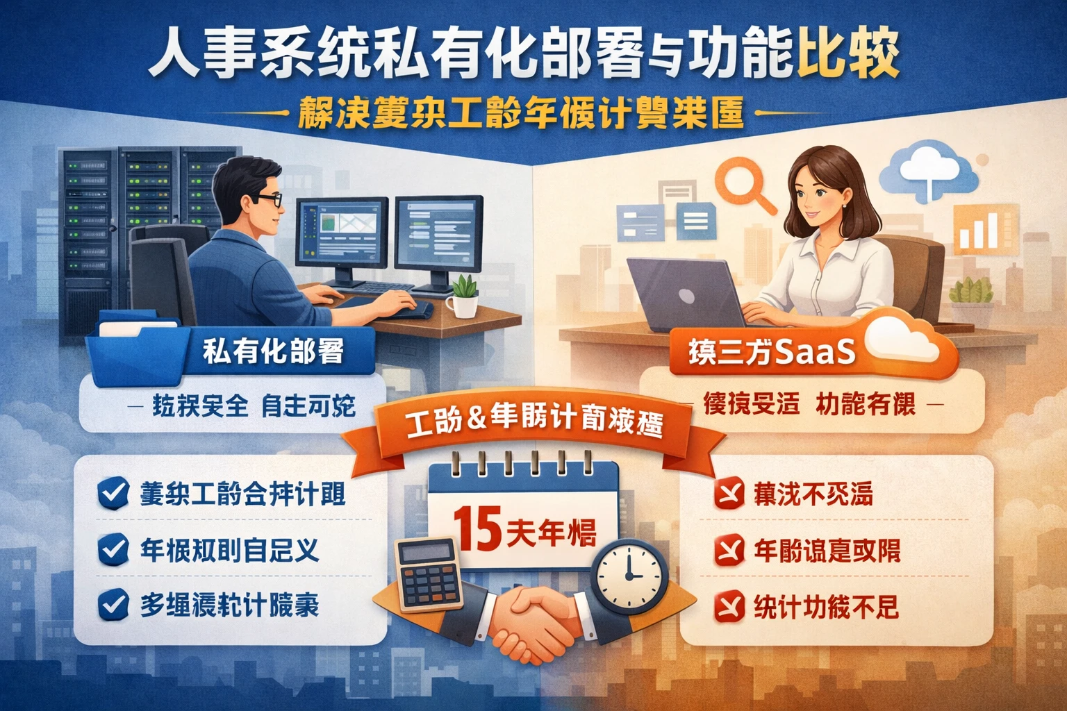人事系统私有化部署与功能比较：解决复杂工龄年假计算难题