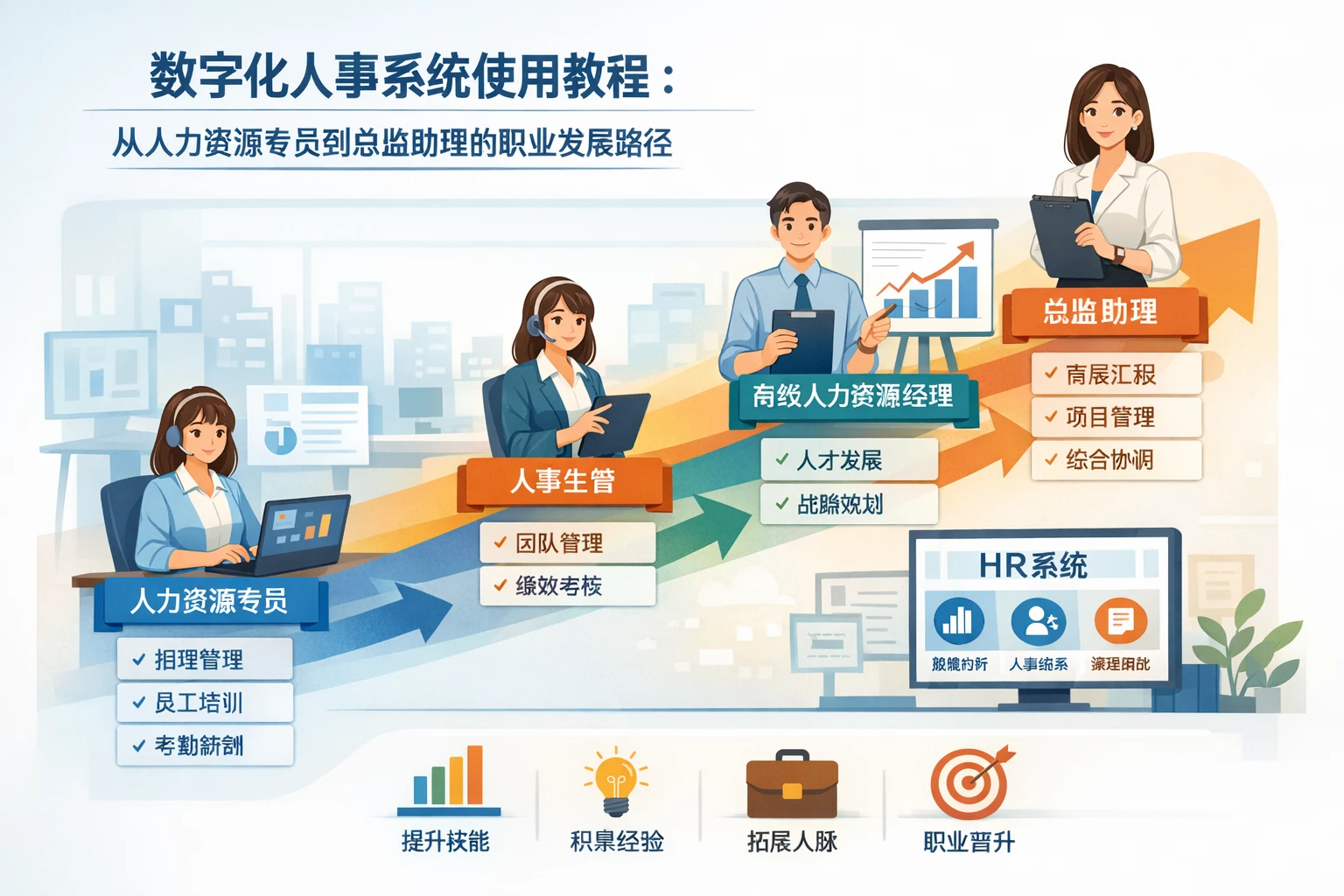 数字化人事系统使用教程：从人力资源专员到总监助理的职业发展路径