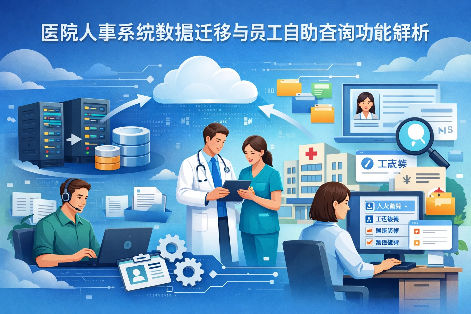 医院人事系统数据迁移与员工自助查询功能解析