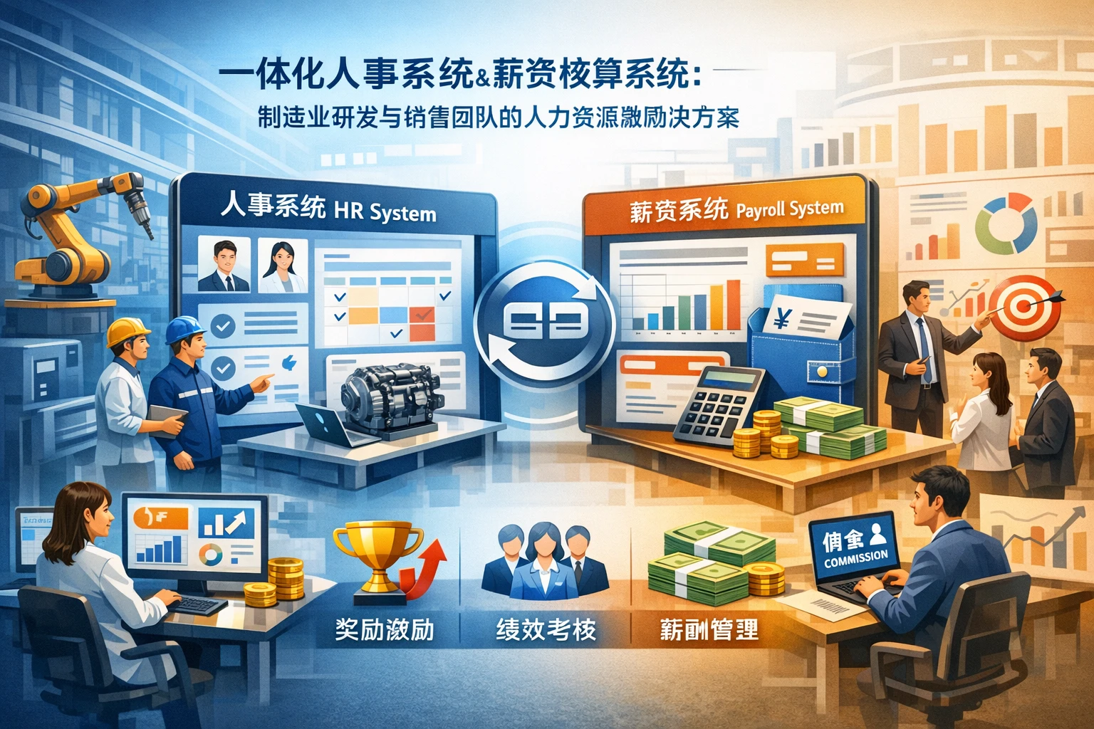 一体化人事系统与薪资核算系统：制造业研发与销售团队的人力资源激励解决方案