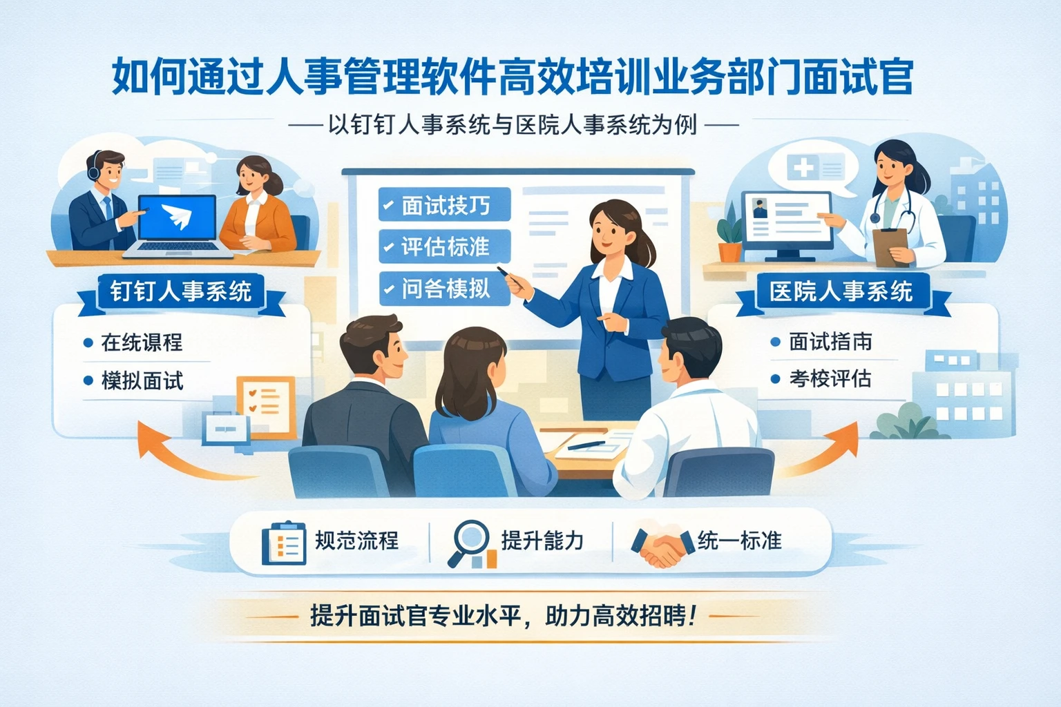 如何通过人事管理软件高效培训业务部门面试官——以钉钉人事系统与医院人事系统为例
