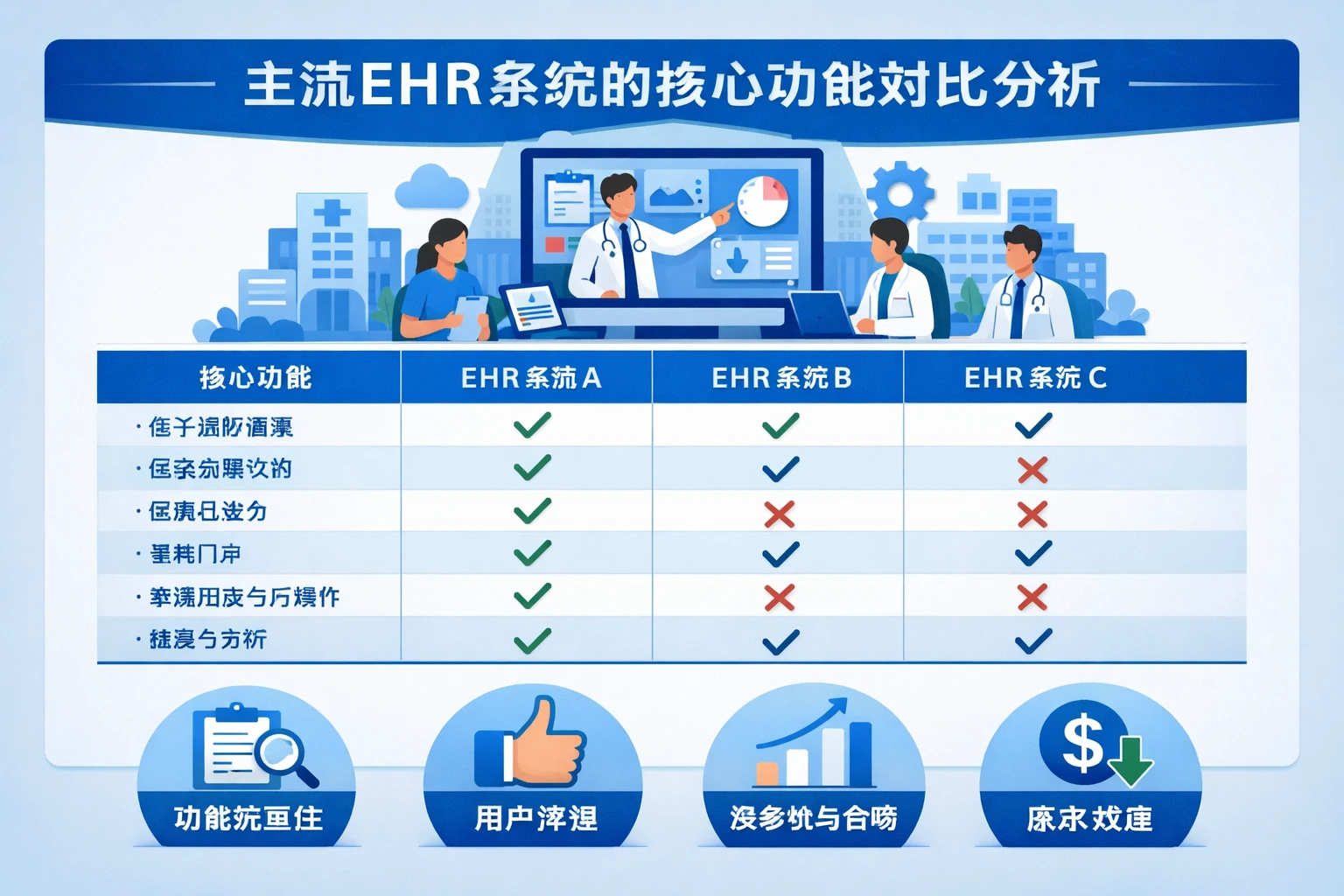 主流EHR系统的核心功能对比分析