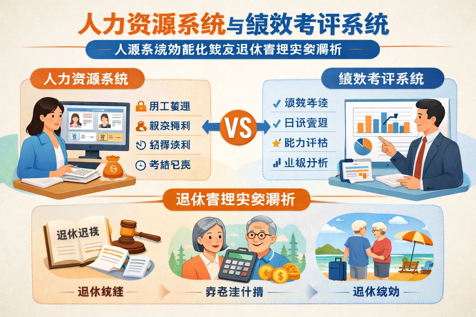 人力资源系统与绩效考评系统：人事系统功能比较及退休管理实务解析