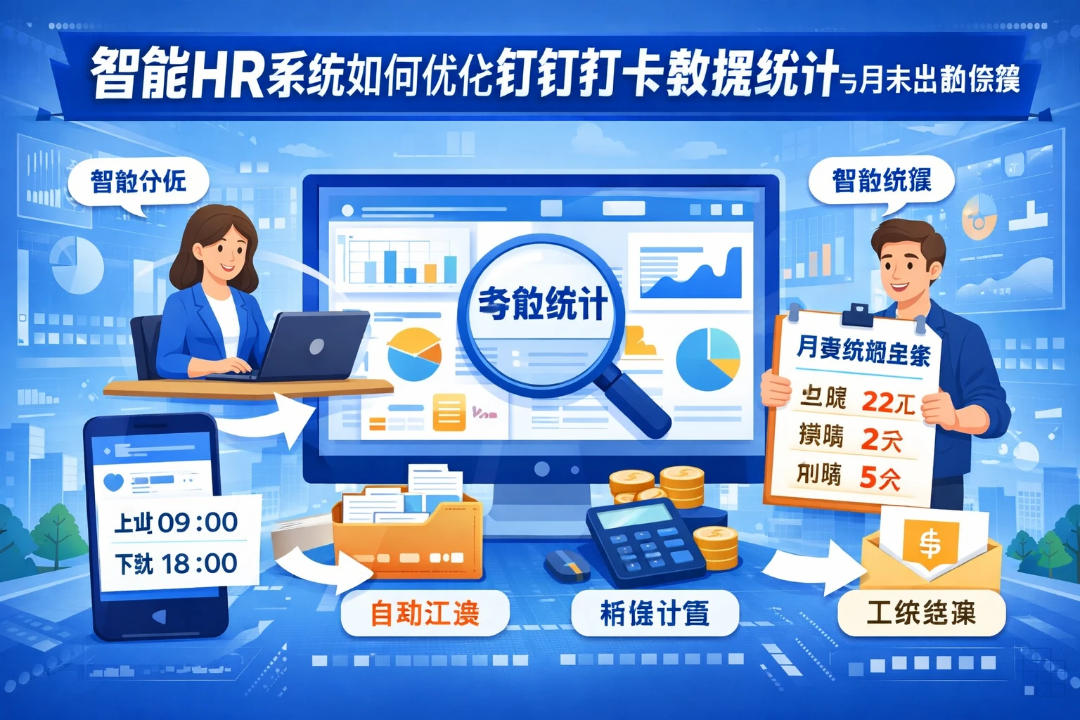 智能HR系统如何优化钉钉打卡数据统计与月末出勤核算