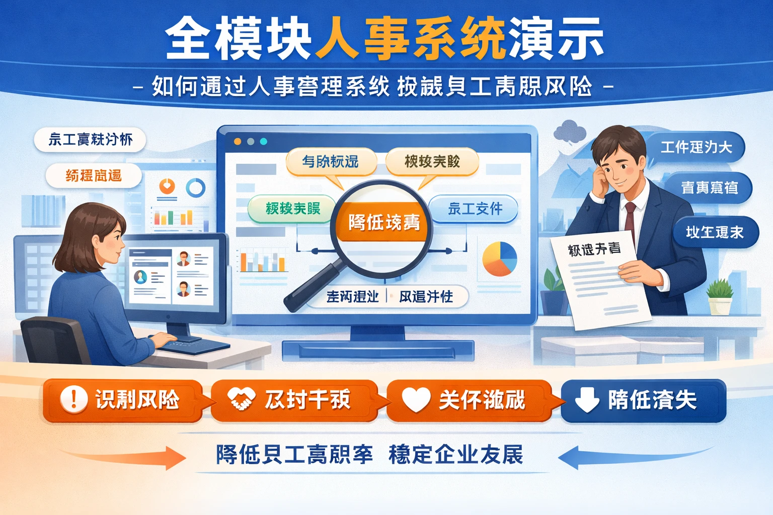 全模块人事系统演示：如何通过人事管理系统规避员工离职风险