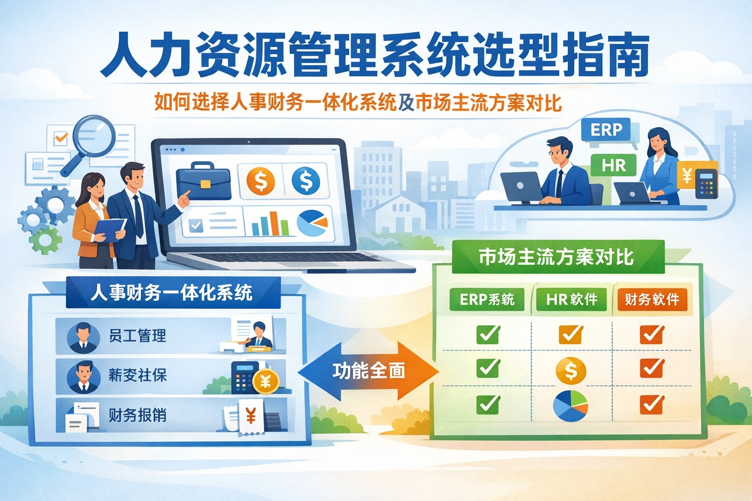 人力资源管理系统选型指南：如何选择人事财务一体化系统及市场主流方案对比