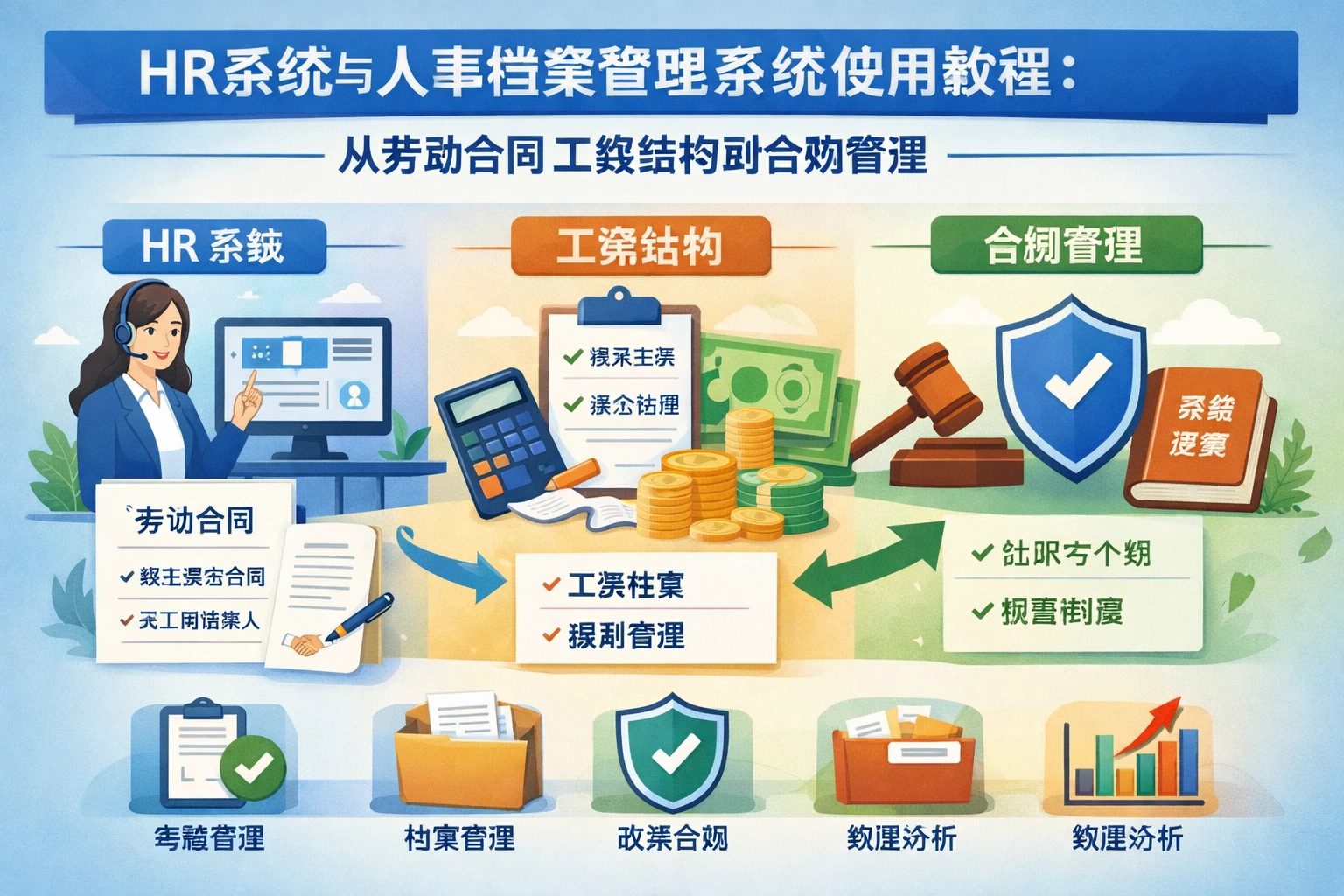 HR系统与人事档案管理系统使用教程：从劳动合同工资结构到合规管理