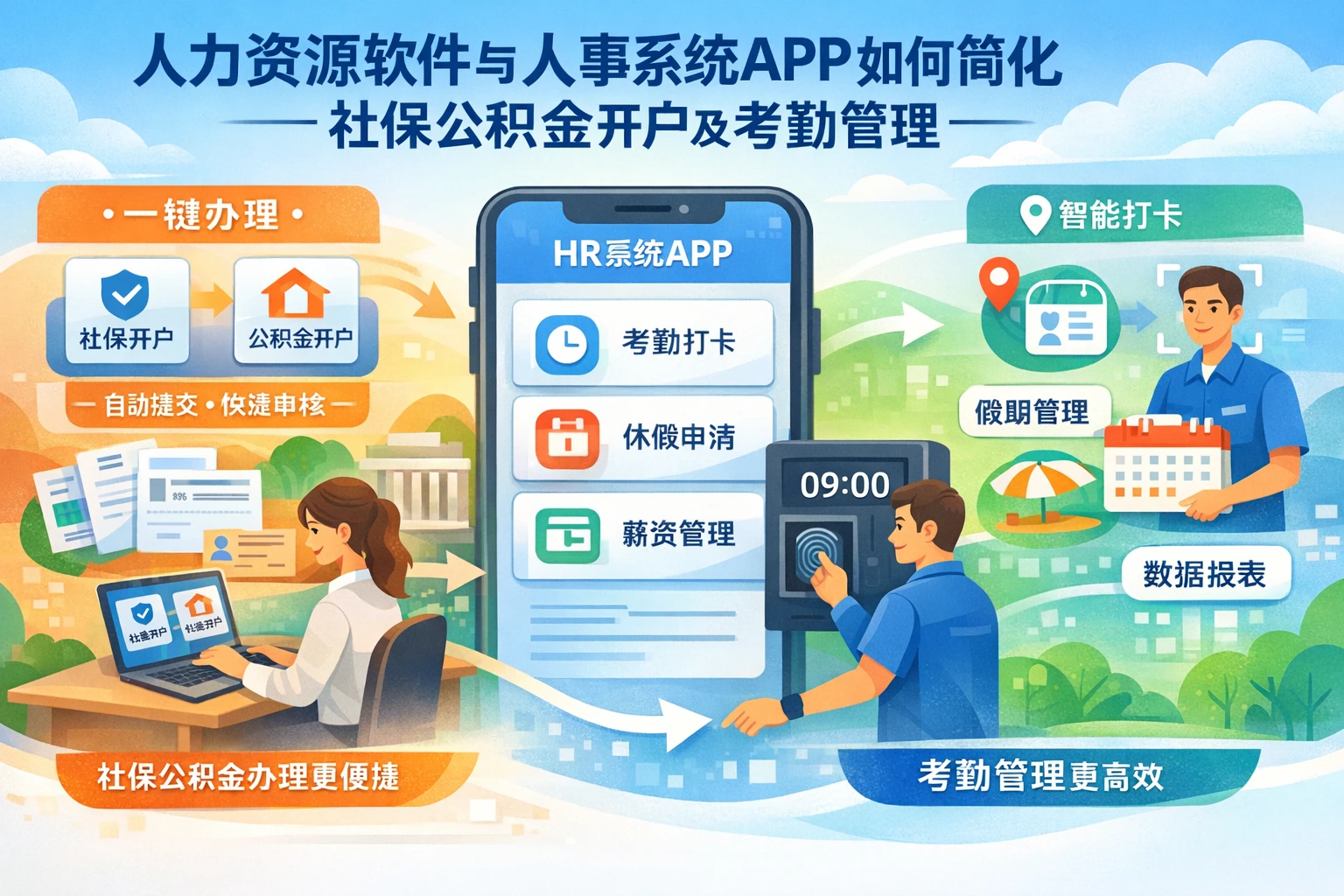 人力资源软件与人事系统APP如何简化社保公积金开户及考勤管理