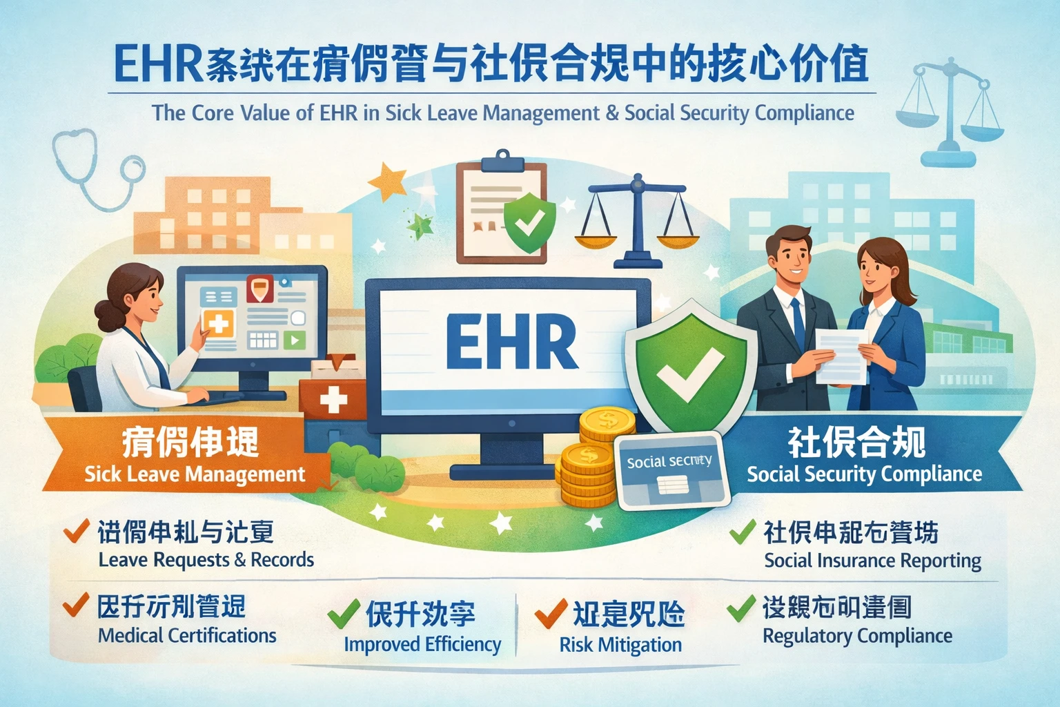 EHR系统在病假管理与社保合规中的核心价值