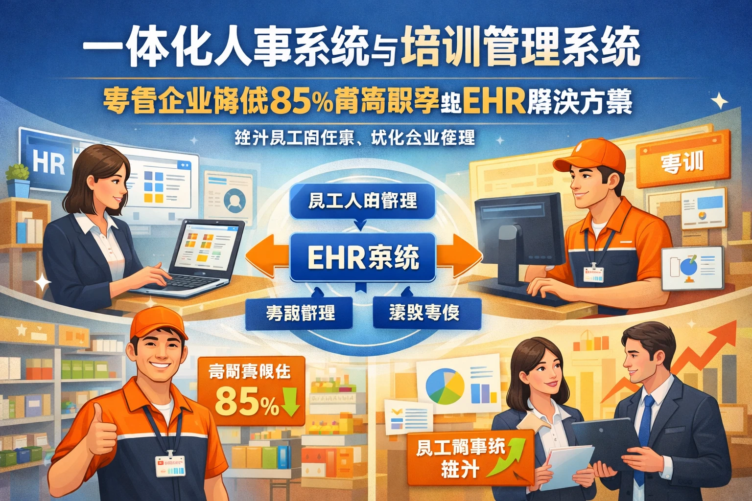 一体化人事系统与培训管理系统：零售企业降低85%高离职率的EHR解决方案