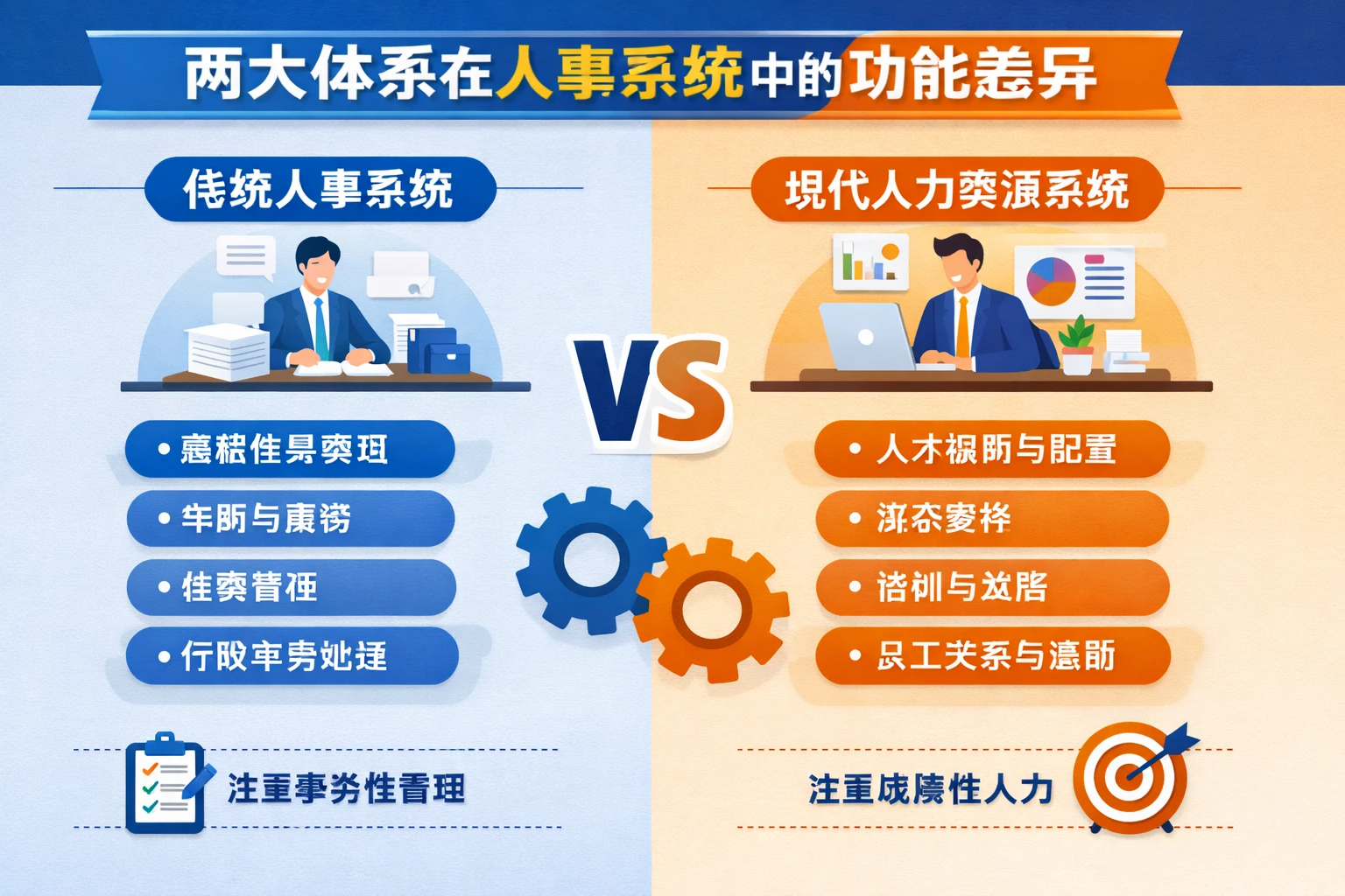 两大体系在人事系统中的功能差异