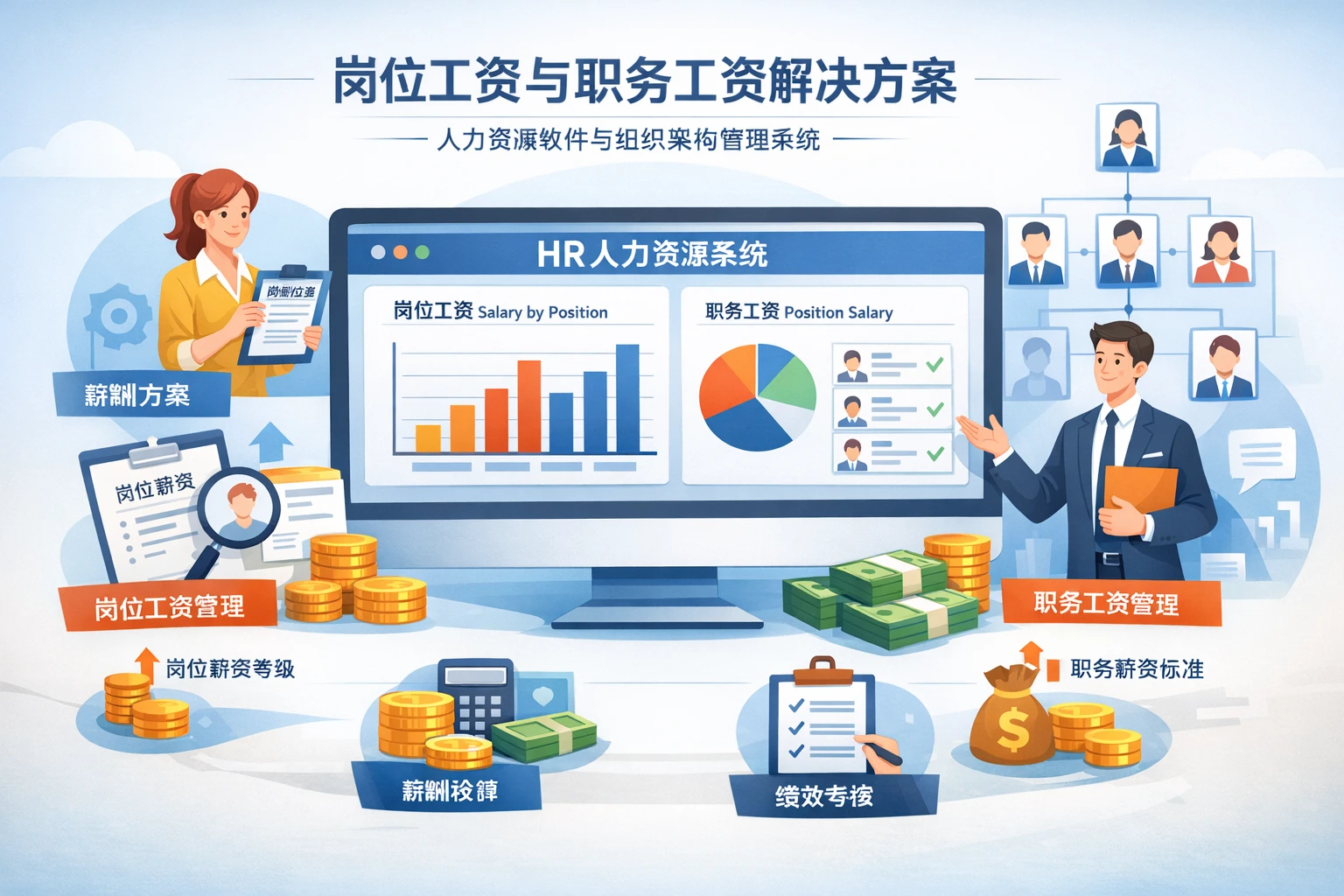 人力资源软件与组织架构管理系统中的岗位工资与职务工资解决方案